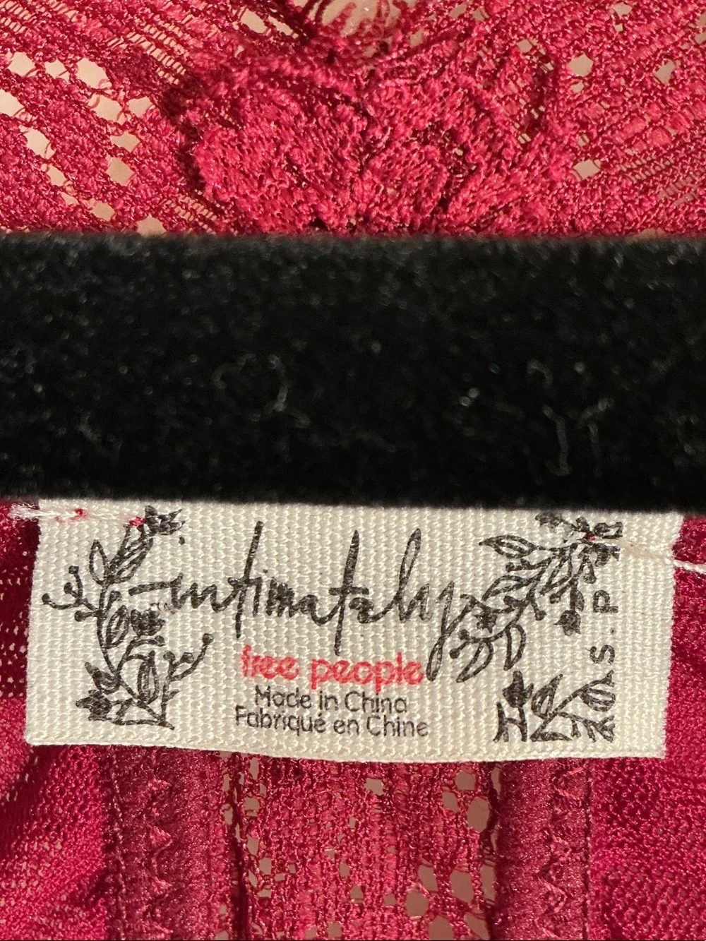 Intimately Free People Burgundy Lace-Trim Long Sleeve Bodysuit Sz SP